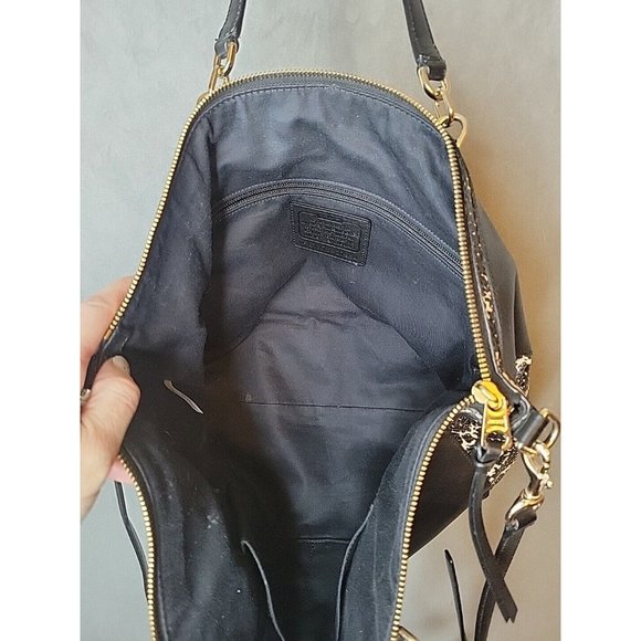 Coach Leather Bleecker Cooper Tote Shoulder Bag Black Python Top Zip - Picture 8 of 15